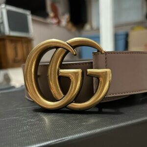 *SOLD* Gucci GG Marmont Leather Belt In Beige Size 85